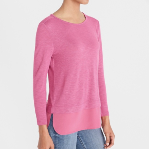 J. Crew Tops - J.Crew mercantile long sleeve silky hem top size L round neck Style #H1730